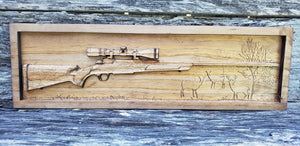 Hunting Rifle With Deer Scene