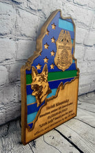 Load image into Gallery viewer, Customizable Wooden Plaque With United States Flag, Wording, &amp; Custom Logos