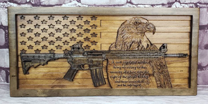 American Flag With AR-15 Rifle, Eagle, & Second Amendment