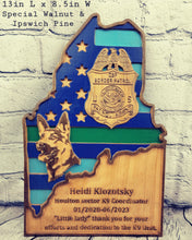 Load image into Gallery viewer, Customizable Wooden Plaque With United States Flag, Wording, &amp; Custom Logos