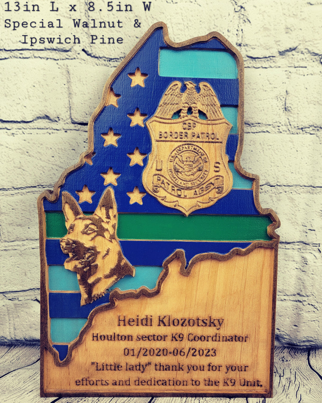 Customizable Wooden Plaque With United States Flag, Wording, & Custom Logos