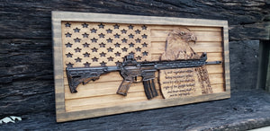 American Flag With AR-15 Rifle, Eagle, & Second Amendment