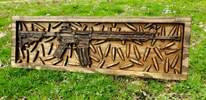 AR-15 Rifle With Bullet Background