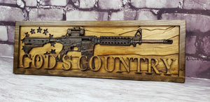 Betsy Ross Flag With AR-15 Rifle And God's Country