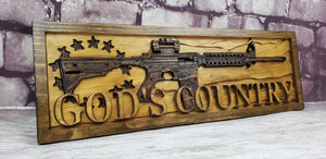 Betsy Ross Flag With AR-15 Rifle And God's Country