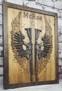 AR-15 Rifles With Bullet & Magazine Wings With Wording