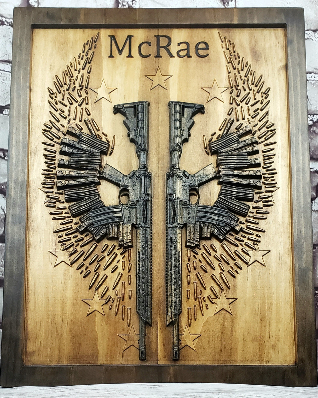 AR-15 Rifles With Bullet & Magazine Wings With Wording