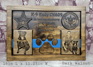 Customizable K-9 Plaque With Photos & Painted Blue Line