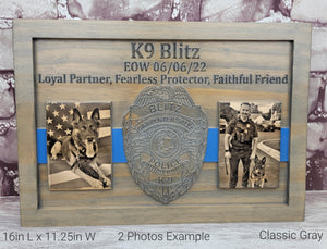 Customizable K-9 Plaque With Photos & Painted Blue Line