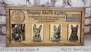 Customizable K-9 Plaque With Photos & Painted Blue Line