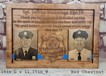 Load image into Gallery viewer, Customizable Law Enforcement Retirement Plaque With Painted American Flag Or Line