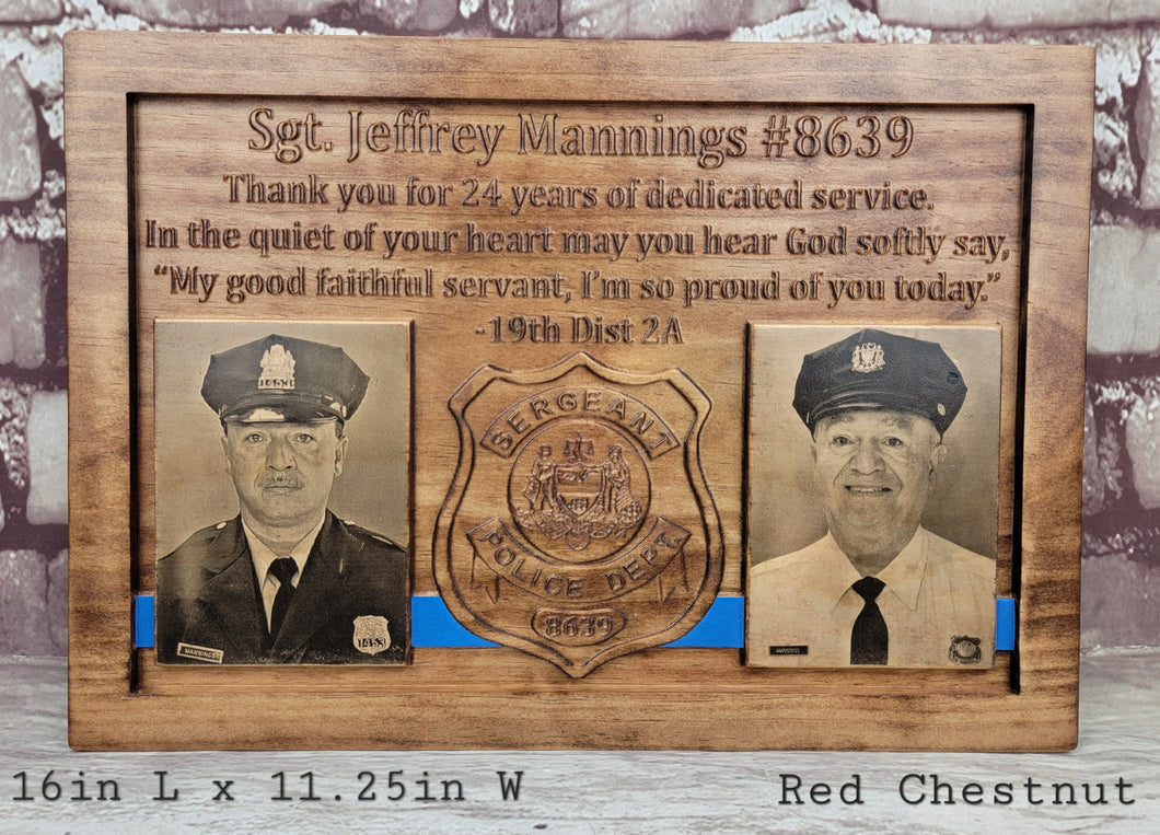 Customizable Law Enforcement Retirement Plaque With Painted American Flag Or Line