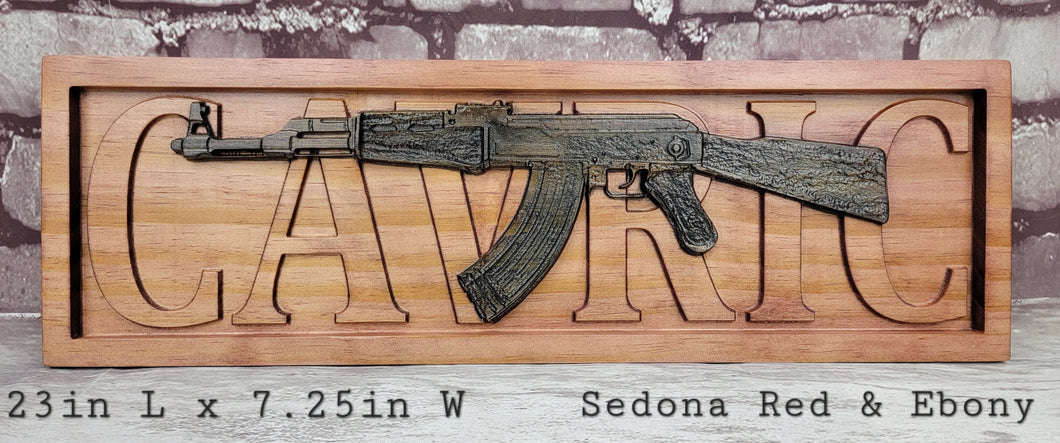 Classic AK-47 Gun With Name Background