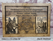 Load image into Gallery viewer, Customizable K9 And Handler Police Officer Law Enforcement Memorial Plaque With Photos