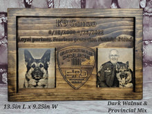 Load image into Gallery viewer, Customizable K9 And Handler Police Officer Law Enforcement Memorial Plaque With Photos