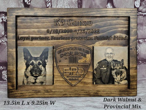 Customizable K9 And Handler Police Officer Law Enforcement Memorial Plaque With Photos