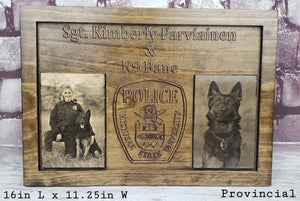 Customizable K9 And Handler Police Officer Law Enforcement Memorial Plaque With Photos