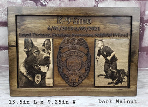 Customizable K9 And Handler Police Officer Law Enforcement Memorial Plaque With Photos