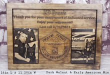 Load image into Gallery viewer, Customizable K9 And Handler Police Officer Law Enforcement Memorial Plaque With Photos