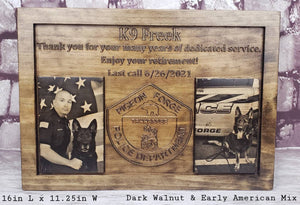 Customizable K9 And Handler Police Officer Law Enforcement Memorial Plaque With Photos