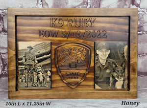 Customizable K9 And Handler Police Officer Law Enforcement Memorial Plaque With Photos