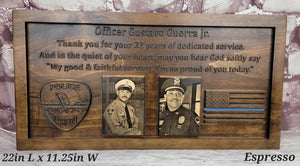 Customizable Law Enforcement Retirement Plaque With Painted American Flag Or Line