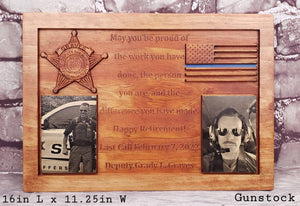 Customizable Law Enforcement Retirement Plaque With Painted American Flag Or Line