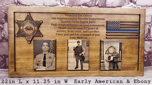 Customizable Law Enforcement Retirement Plaque With Painted Flag Or Line