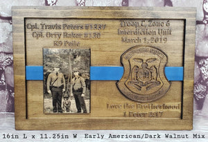 Customizable Law Enforcement Retirement Plaque With Painted Flag Or Line