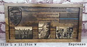 Customizable Law Enforcement Retirement Plaque With Painted Flag Or Line