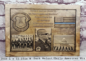 Customizable Law Enforcement Retirement Plaque With Painted Flag Or Line