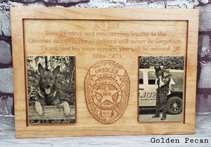 Customizable K9 And Handler Police Officer Law Enforcement Memorial Plaque With Photos
