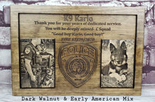 Load image into Gallery viewer, Customizable K9 And Handler Police Officer Law Enforcement Memorial Plaque With Photos