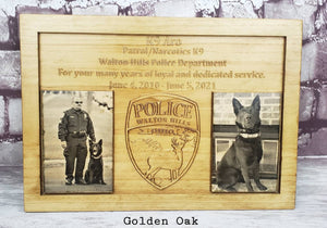Customizable K9 And Handler Police Officer Law Enforcement Memorial Plaque With Photos