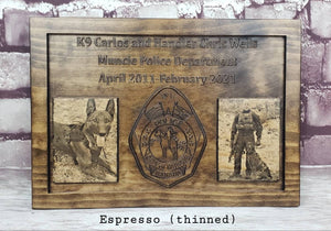 Customizable K9 And Handler Police Officer Law Enforcement Memorial Plaque With Photos