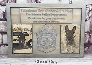 Customizable K9 And Handler Police Officer Law Enforcement Memorial Plaque With Photos