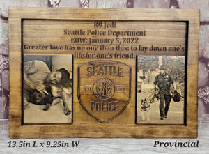 Customizable K9 And Handler Police Officer Law Enforcement Memorial Plaque With Photos