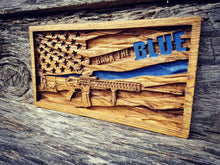 Load image into Gallery viewer, Back The Blue American Flag With AR-15 Rifle