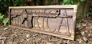 AR-15 Rifle With The Word America