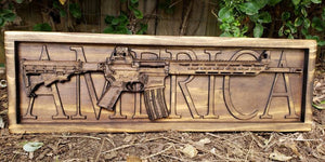 AR-15 Rifle With The Word America
