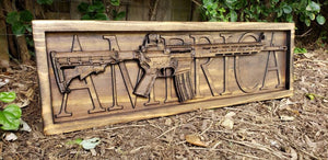 AR-15 Rifle With The Word America