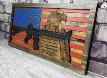 Load image into Gallery viewer, Painted American Flag With AR-15 Rifle, Eagle, &amp; Second Amendment