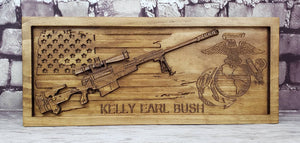 Customizable Sniper Rifle With American Flag & Custom Wording & Logo