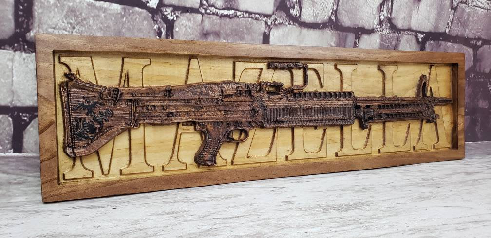Machine Gun Name Sign – Carved Gun Creations