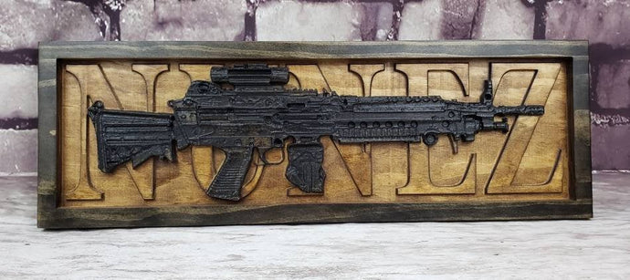 Machine Gun With Name Behind Gun