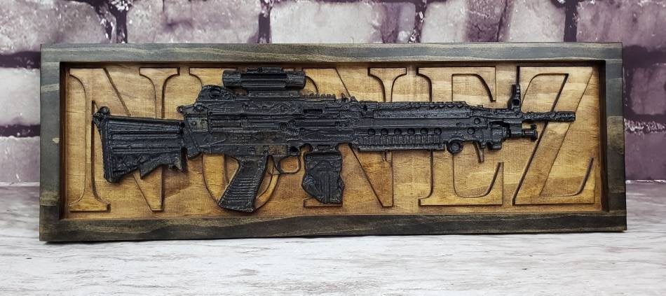 Machine Gun With Name Behind Gun