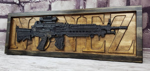 Machine Gun With Name Behind Gun